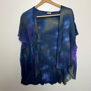 Dharma Trading Co Tie Dye Kimono‎ Cardigan Open Front Ruffle Sleeve XL Indonesia